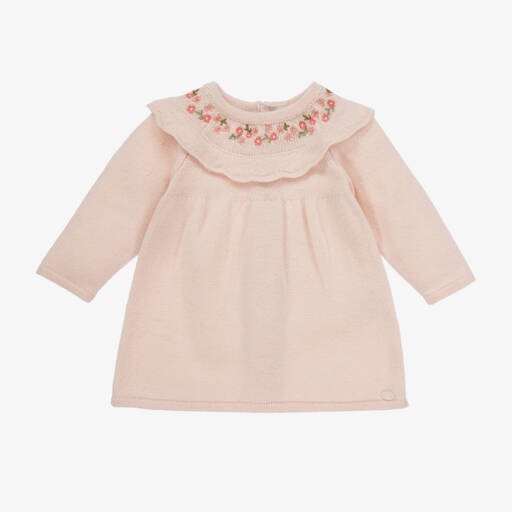Tartine et Chocolat-Girls Pink Knit Wool Dress | Childrensalon Outlet