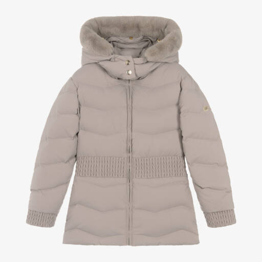 Tartine et Chocolat-Girls Sand Quilted Puffer Jacket | Childrensalon Outlet