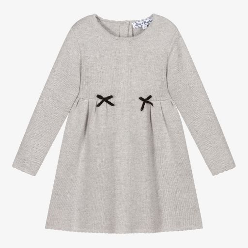 Tartine et Chocolat-Girls Silver Knitted Dress | Childrensalon Outlet
