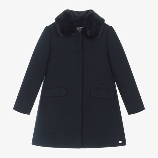 Tartine et Chocolat-Girls Smart Navy Wool Coat | Childrensalon Outlet