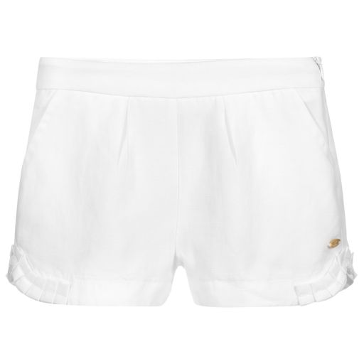 Tartine et Chocolat-Girls White Linen Shorts | Childrensalon Outlet