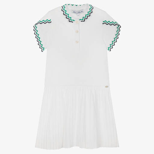 Tartine et Chocolat-Girls White Piqué Tennis Dress | Childrensalon Outlet