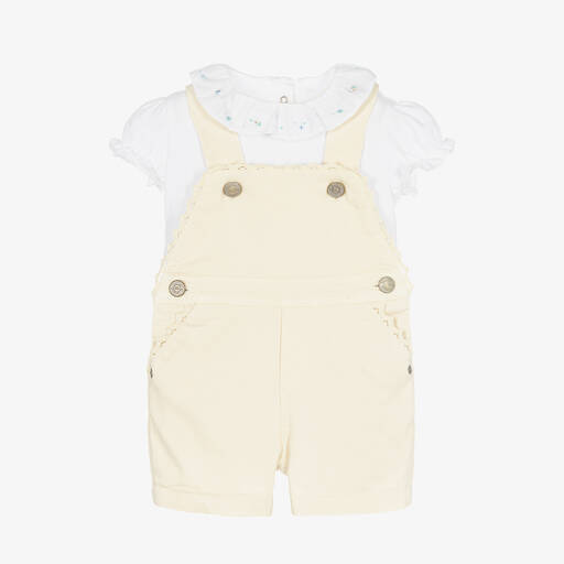 Tartine et Chocolat-Girls Yellow Cotton Dungarees Set | Childrensalon Outlet