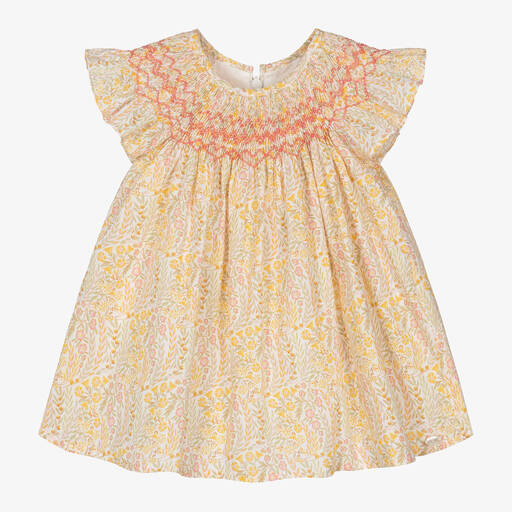 Tartine et Chocolat-Girls Yellow Cotton Liberty Print Dress | Childrensalon Outlet