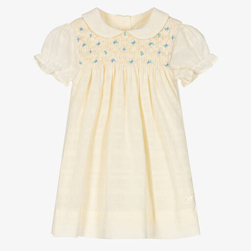 Tartine et Chocolat-Girls Yellow Cotton Smocked Dress | Childrensalon Outlet