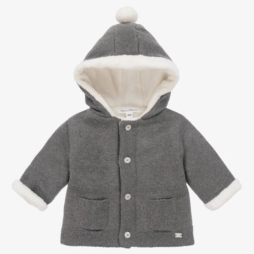 Tartine et Chocolat-Grey Cotton Knit Baby Pram Coat | Childrensalon Outlet