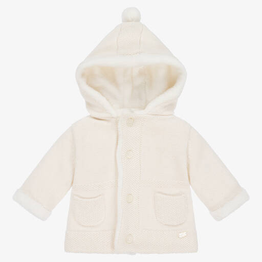 Tartine et Chocolat-Ivory Cotton Knit Baby Pram Coat | Childrensalon Outlet