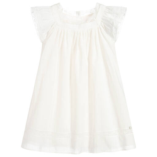 Tartine et Chocolat-Ivory Cotton & Lace Dress | Childrensalon Outlet