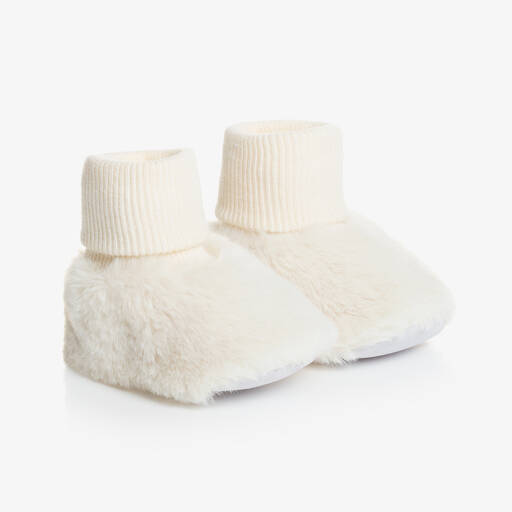 Tartine et Chocolat-Ivory Faux Fur Booties | Childrensalon Outlet