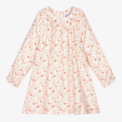 Tartine et Chocolat-Ivory Floral Printed Dress | Childrensalon Outlet