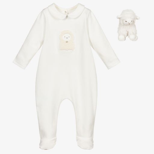 Tartine et Chocolat-Кремовый подарочный комплект с комбинезоном и ягненком | Childrensalon Outlet