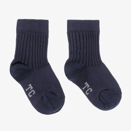 Tartine et Chocolat-Navy Blue Knitted Cotton Socks | Childrensalon Outlet