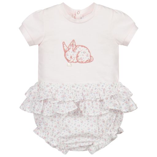 Tartine et Chocolat-Pink Cotton Baby Shorts Set | Childrensalon Outlet