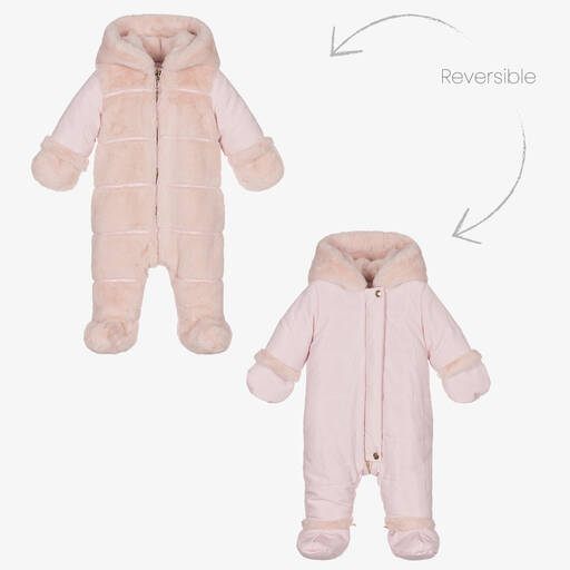 Tartine et Chocolat-Pink Reversible Baby Snowsuit | Childrensalon Outlet