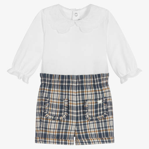 Tartine et Chocolat-Ensemble short blanc bleu carreaux | Childrensalon Outlet