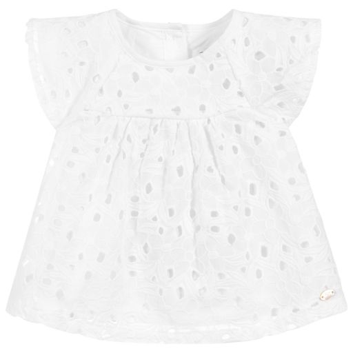Tartine et Chocolat-White Broderie Anglaise Top  | Childrensalon Outlet