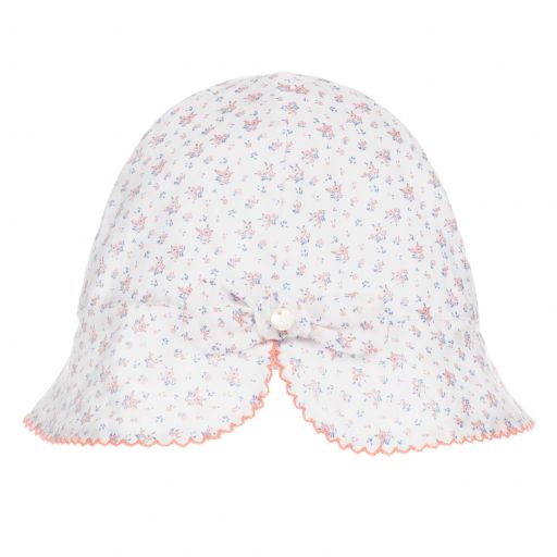 Tartine et Chocolat-White & Pink Cotton Hat | Childrensalon Outlet