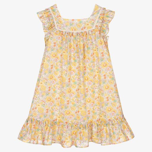 Tartine et Chocolat-Yellow Floral Liberty Dress | Childrensalon Outlet
