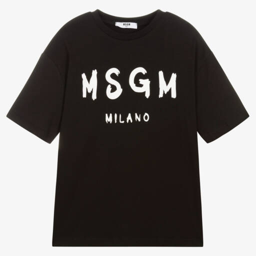 MSGM-Teen Black Cotton Jersey T-Shirt | Childrensalon Outlet