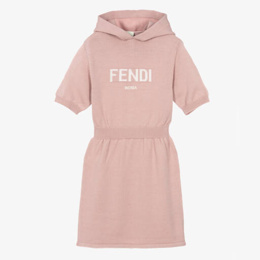 Fendi-Платье-свитер из шерсти для девочек в пыльно-розовом цвете | Childrensalon Outlet