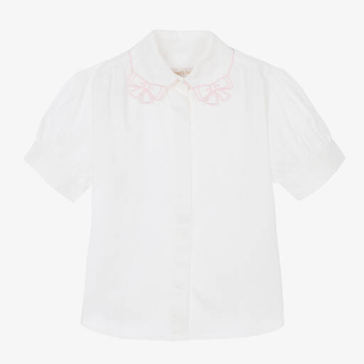 Angel's Face-Teen Girls White & Pink Cotton Blouse | Childrensalon Outlet