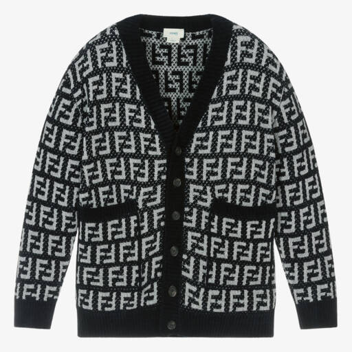 Fendi-Подростковый синий вязаный кардиган для мальчиков | Childrensalon Outlet