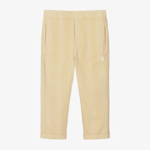 The Animals Observatory-Beige Stripe Cotton Twill Trousers | Childrensalon Outlet