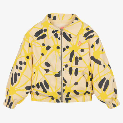 The Animals Observatory-Beige & Yellow Linen Pattern Jacket | Childrensalon Outlet