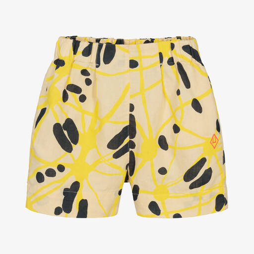 The Animals Observatory-Beige & Yellow Linen Pattern Shorts | Childrensalon Outlet