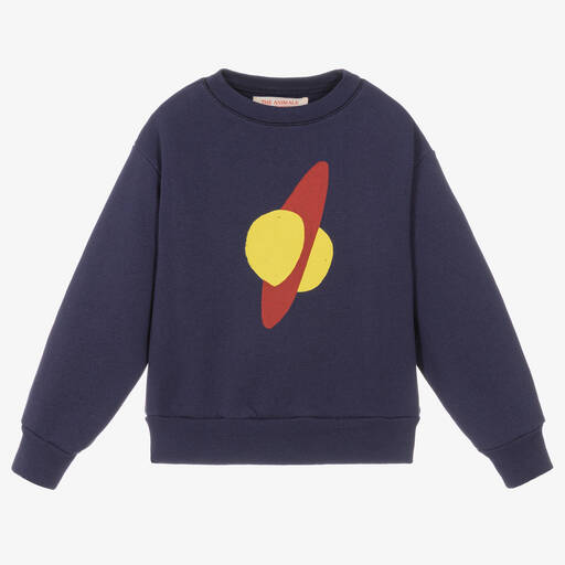 The Animals Observatory-سويتشيرت قطن جيرسي لون أزرق غامق | Childrensalon Outlet