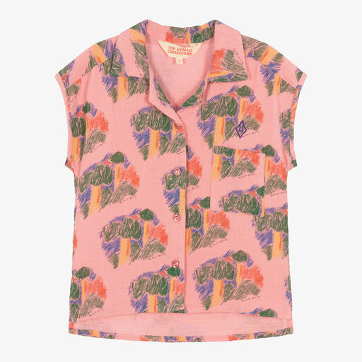 The Animals Observatory-Girls Pink Cotton Trees Shirt | Childrensalon Outlet