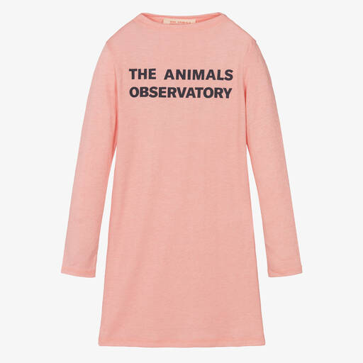 The Animals Observatory-Girls Pink Logo Jersey Dress | Childrensalon Outlet