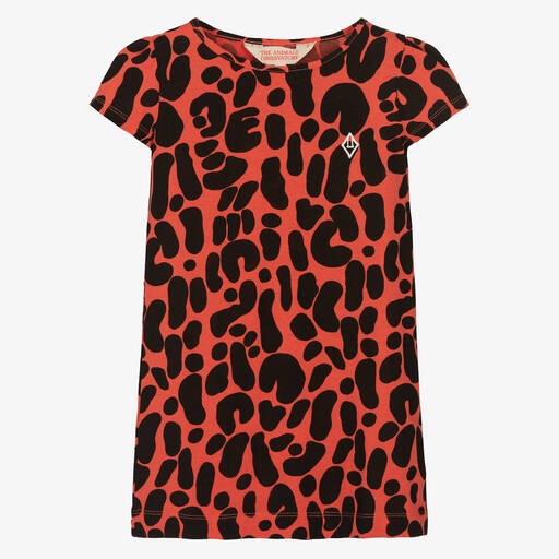 The Animals Observatory-Girls Red Cotton Animal Print Dress | Childrensalon Outlet