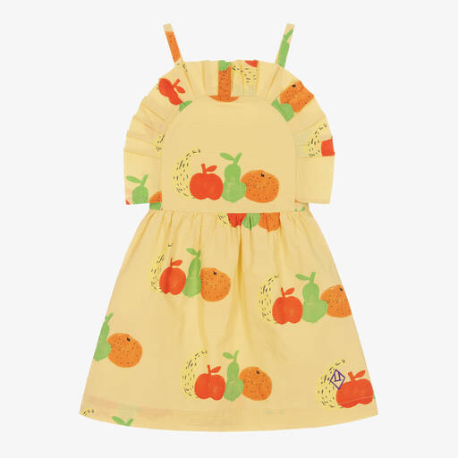 The Animals Observatory-Girls Yellow Cotton Fruit Dress | Childrensalon Outlet