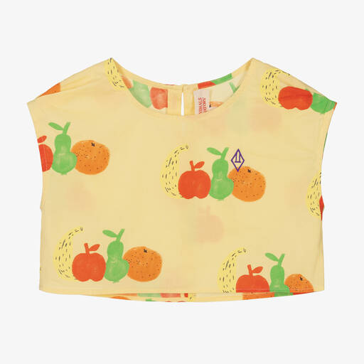 The Animals Observatory-Girls Yellow Cotton Fruit Top | Childrensalon Outlet