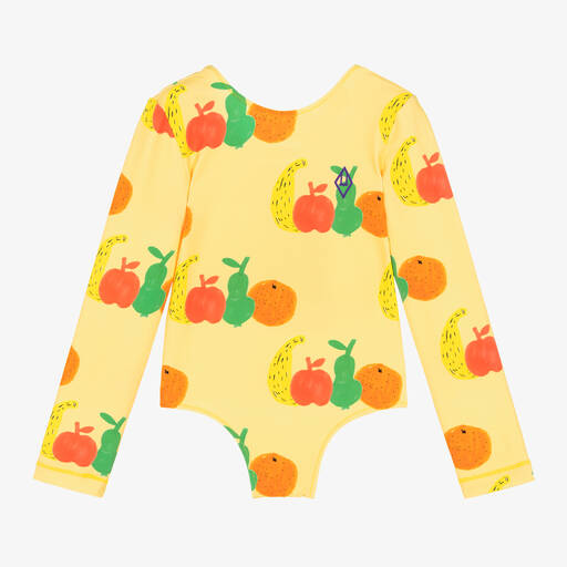 The Animals Observatory-Girls Yellow Fruit Print Swimsuit | Childrensalon Outlet