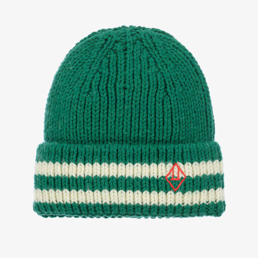 The Animals Observatory-Green Wool Knit Beanie Hat | Childrensalon Outlet