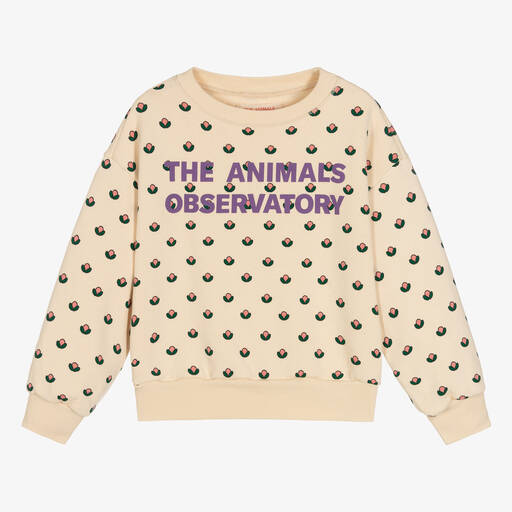 The Animals Observatory-Ivory Cotton Logo Sweatshirt | Childrensalon Outlet