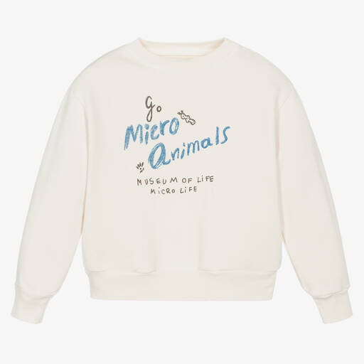The Animals Observatory-Ivory Cotton Micro Animals Sweatshirt | Childrensalon Outlet