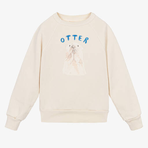 The Animals Observatory-Ivory Cotton Otter Sweatshirt | Childrensalon Outlet