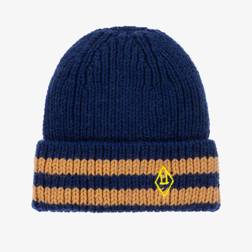 The Animals Observatory-Navy Blue Wool Knit Beanie Hat | Childrensalon Outlet