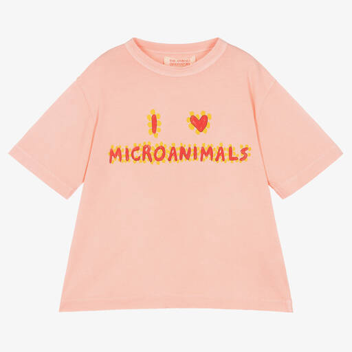 The Animals Observatory-Pink Cotton Animals Oversized T-Shirt | Childrensalon Outlet