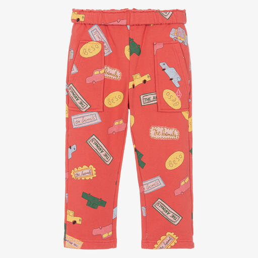 The Animals Observatory-Red Cotton Jersey Car Trousers | Childrensalon Outlet
