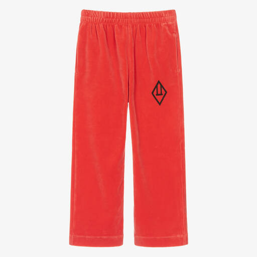 The Animals Observatory-Red Cotton Velour Trousers | Childrensalon Outlet