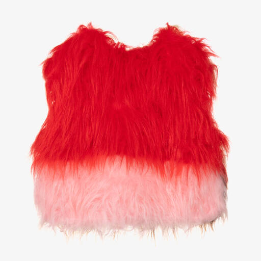 The Animals Observatory-Red & Ivory Faux Fur Slipover | Childrensalon Outlet