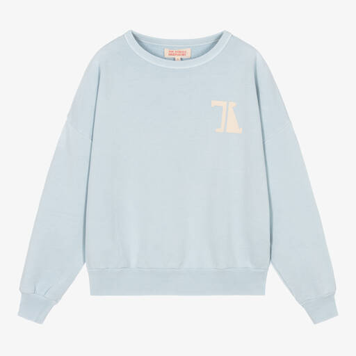 The Animals Observatory-Teen Blue Cotton Logo Oversize Sweatshirt | Childrensalon Outlet
