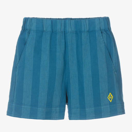The Animals Observatory-Teen Blue Stripe Cotton Twill Shorts | Childrensalon Outlet