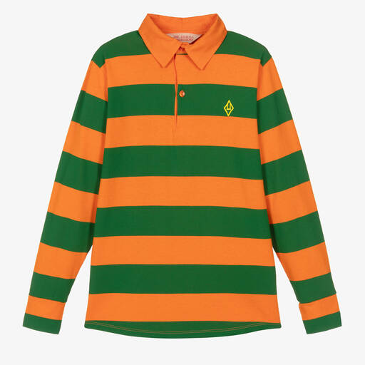 The Animals Observatory-Teen Boys Orange & Green Striped Rugby Shirt | Childrensalon Outlet
