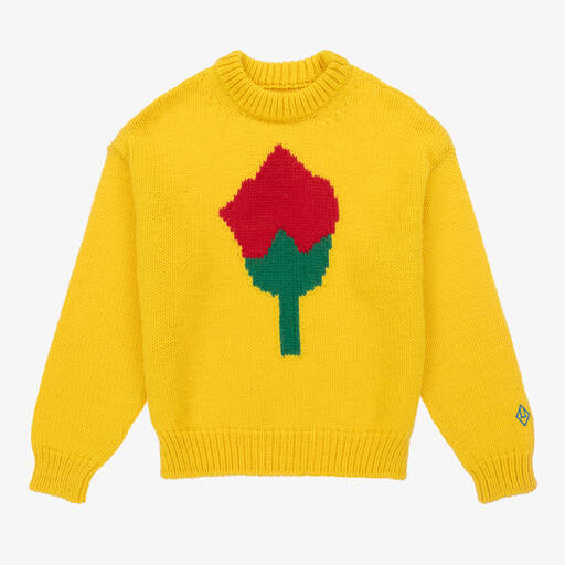 The Animals Observatory-Teen Bright Yellow Intarsia Wool Sweater | Childrensalon Outlet