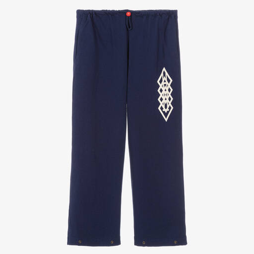 The Animals Observatory-Teen Deep Blue Cotton Jersey Trousers | Childrensalon Outlet